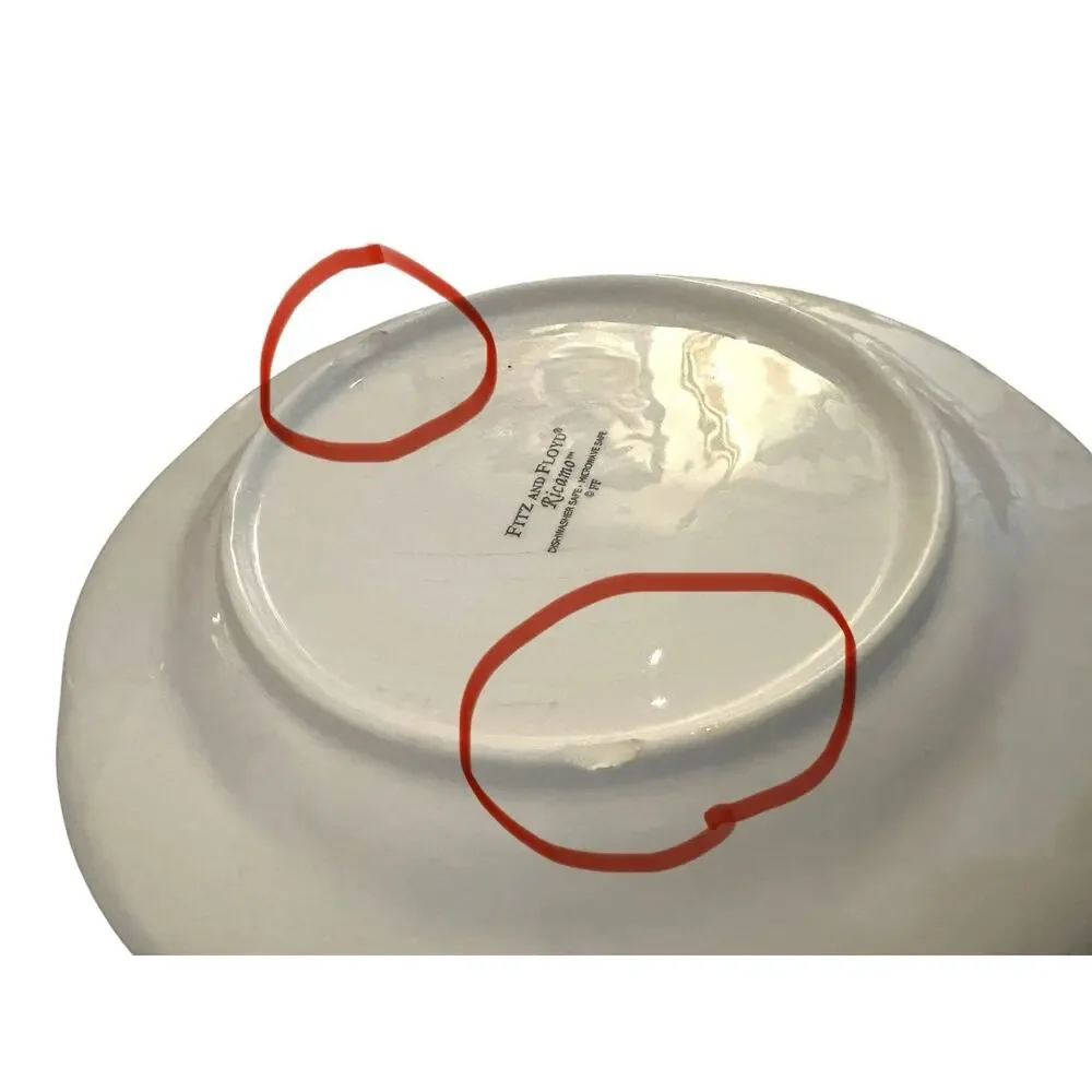 Set Of 2 Fitz & Floyd Ricamo Rooster Motif Salad Plates 8” Hand Painted